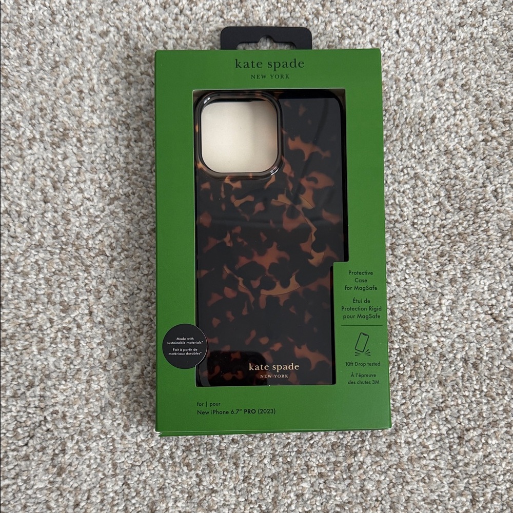 Kate Spade Brown Patterned iPhone 14 Pro Case
